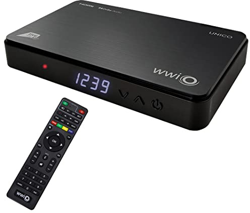 Decoder Ricevitore Digitale Satellitare 12 Volt HDMI e Scart Certificato Tivusat HD WWIO UNICO DVB-S2 Con Card Tvsat Inclusa e Telecomando 2 in 1 Nero