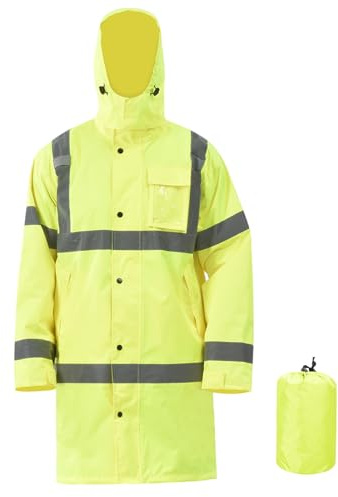 AYKRM Stay Safe and Dry in the Rain with our Hi Vis Waterproof Jacket - High Visibility and Warm Raincoat for Men and Women