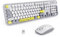 FOPETT 2.4GHz Wireless Keyboard and Mouse Set Full-Size Keyboard - Compatible for Windows/Laptop/PC/Notebook/Smart TV and More - Grey Colorful