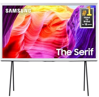 Samsung 43-Inch Class QLED 4K The Serif LS01D Series Quantum HDR Smart TV with 360 L-Shape Design, Anti-Reflection Matte Display, Detachable Easel Stand, Alexa Built-in (QN43LS01D, 2024 Model)