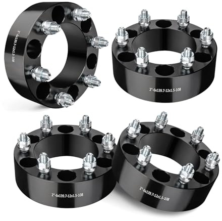 EVIL ENERGY 6x5.5 Wheel Spacers 2 inch Compatible with Tacoma 1995-2023, 6x139.7 mm 6 Lugs 108 mm Hub Bore M12x1.5 Studs Black, Not Hubcentric