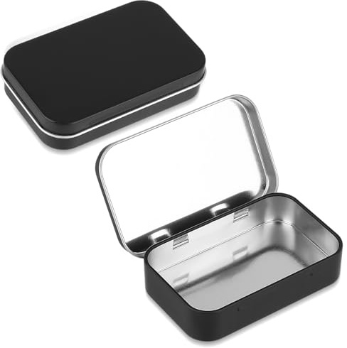 Dimeho 1 Pcs Metal Rectangular Tins Mini Empty Hinged Box Small Storage Containers Portable Tiny Items Organizer for Home Storaging Candies Keys Earrings Gifts Handcrafts Halloween