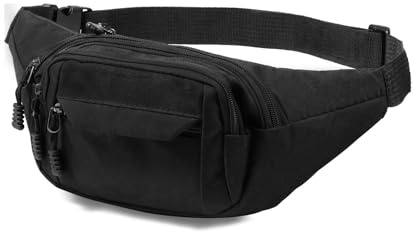 Vinabo Sac Banane Femme et Homme - Chic Sacoche Banane - Sacoche Unisexe Urbaine pour Sport Extérieur, Randonnée, Camping, Noir