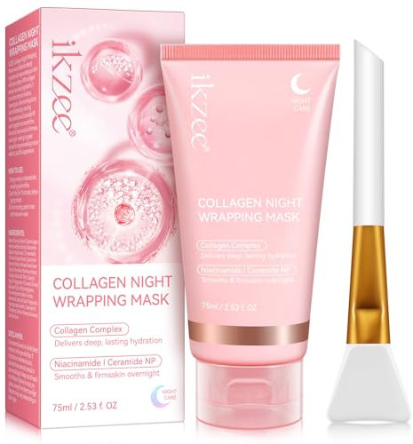 Collagen Night Wrapping Mask, Kollagen Maske, Collagen Maske Gesicht Overnight, Collagen Overnight Wrapping Peel Off Facial Mask, Kollagen Nachtmaske für Strahlende Haut, Korean Skin Care (1Stück)