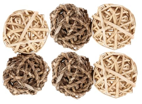 Abaodam 6pcs Rabbit Teething Ball Small Animal Chew Toys Bunny Toys for Indoor Bunnies Grass Ball Replacement Hamster