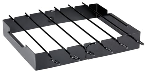 Alpina Pinchos para Barbacoa con Soporte, 6 Pinchos de Metal de Aprox. 35 cm, Accesorios para Carne, Pescado y Verduras, Herramienta para Barbacoa, Color Negro