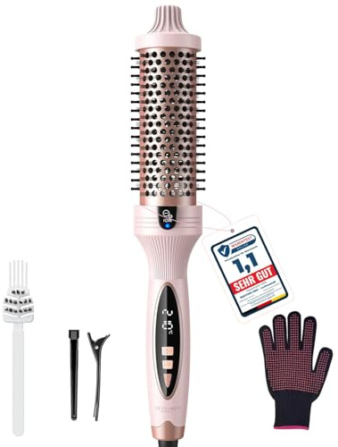 38mm Thermal Brush BRSTOPE PRO, Ionic Blowout Brush, 9 Temps Settings, Heated Hot Round Brush for Hair Straightening and Curling 2 in 1