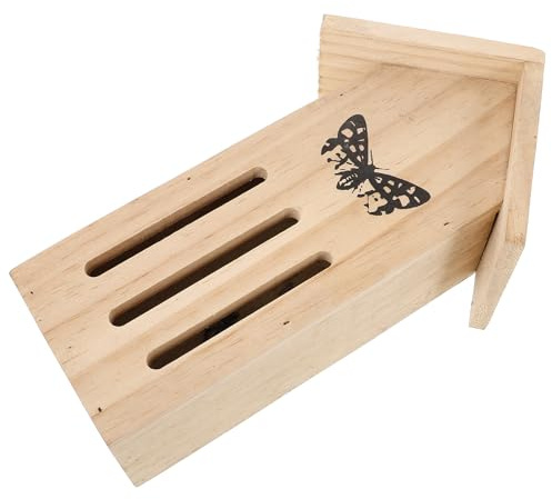 SEWACC Maison à Papillons Station d'alimentation et Installation Facile Abri Naturel et Décoratif en Bois Beige pour Jardin Extérieur pour Papillons