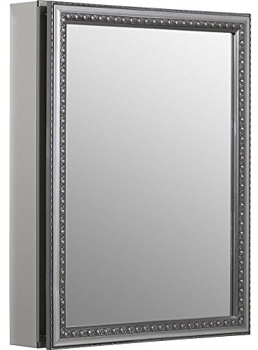 Kohler CB-CLW2026SS Aluminum Bathroom Medicine Cabinet with Mirror, Decorative Silver Framed Mirror Door, Adjustable Shelves, Rectangular Frame, 20 in. W x 26 in. H
