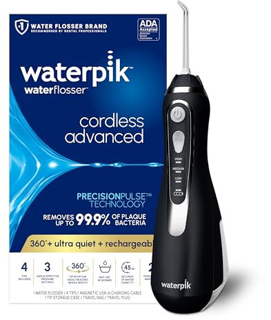 Waterpik Cordless Advanced Water Flosser, Brilliant Black