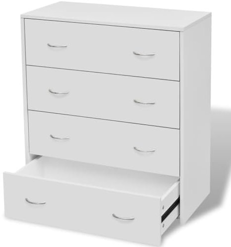 vidaXL Sideboard mit 4 Schubladen 60x30,5x71cm Weiß Kommode Anrichte Highboard