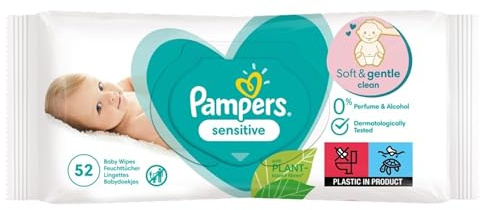 Pampers Lingettes Bébé Sensitive, 52 Lingettes