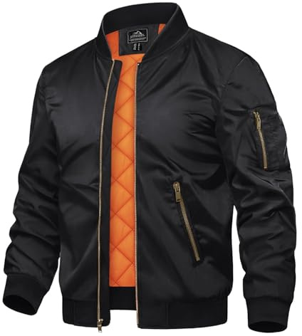 TACVASEN Lightweight Jacket Mens Outdoor Windbreaker Coat Combat Cargo Work Jacket Mens Black Military Winter Jacket Bomber Flight Jackets with Pockets , Black, 3XL