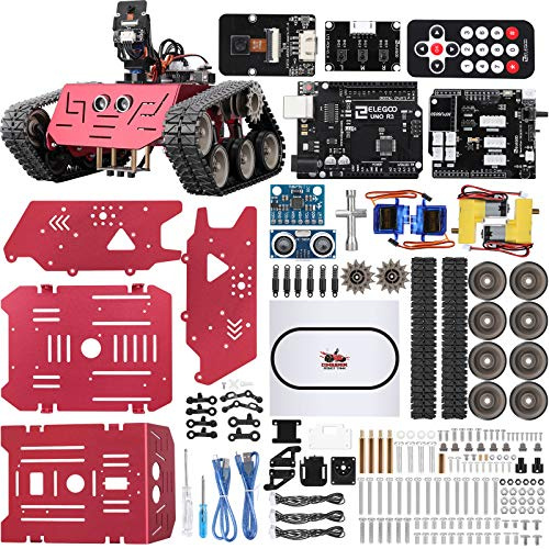 ELEGOO Conqueror Kit de Voiture-citerne Robotique avec UNO R3, Module de Suivi de Ligne, Télécommande IR, Caméra, Kit Robotique de Voiture Jouet Éducatif Intelligent Compatible avec Arduino, dès 8 Ans