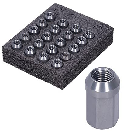 20 Stück Aluminium Radmuttern Ersatz M12x1,5 Schaftlänge 32mm 7075-T6 Autoreifenschraube Racing Rad Muttern, Metall Lug Nuts Radmutter für Auto Modifikation Zubehör Teile(Silber)