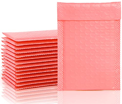 VEYLIN Bubble Mailers,24PCS Poly Bubble Mailers Small Padded Envelopes for Shipping, Mailing, Packaging(110x190mm Pink)