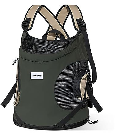 ALLSOPETS Hundetragerucksack, Tragbarer Haustiertragerucksack für Katzen Hunde Welpen, Integrierter Sicherheitsgurt, Ergonomisches Design, Atmungsaktiver Hunderucksack für Motorrad (Dunkelgrau)