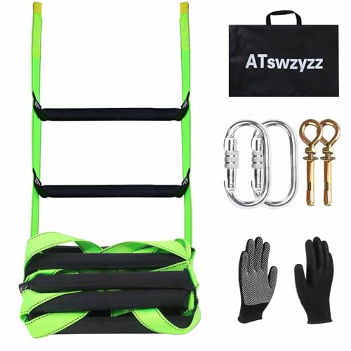 Emergency Fire Escape Ladder,Flame Resistant Safety Rope Ladder with Hooks 13FT/16FT/26FT/32FT/49FT,Fast to Deploy,Easy to Store Withstand Weight up to 1300 pounds (16FT)