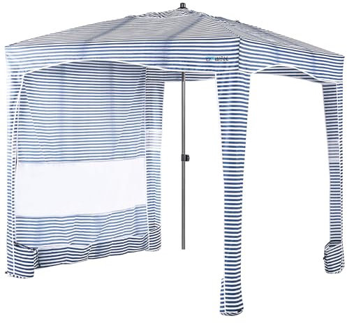UPWELL Beach Tent Easy Set Up Canopy Sun Shelter Shade with UPF 50+UV Protection Portable Beach Umbrella Outdoor Sunwall with Sand Pockets for Fishing Backyard Camping(Tropical Ocean)