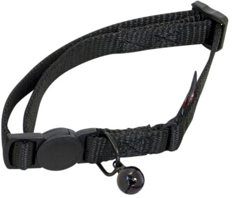 JACK AND VANILLA, Collier pour Chat Noir en Nylon Réglable, Design Élégant et Sécurisé, Confort Optimal, Taille 24-35 cm, Idéal pour Chats Actifs et Chic, Modèle Nylon
