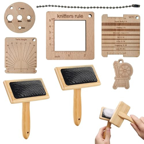 Ensemble de cardeurs de Laine, brosses à carder pour la Laine,Peigne en Laine à poignée Lisse 8 pièces - Planche de mélange de Laine avec Brosse à Fil Robuste, pour Chien, Chiot, Chat, Chaton