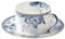 fanquare Blaue und weiße Tasse und Untertasse Set für 1, 200ml Rose Blumen Porzellan Kaffee Tasse und Teller Set mit Gold Trim, Britische Vintage-Tee-Tasse für den Nachmittagstee Party