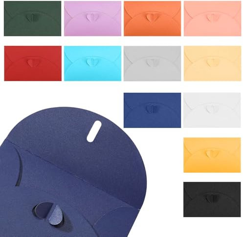 Yuanchu Bunt Umschläge mit Herz Verschluss, 12 Stück Briefumschläge 17.5x11cm Bunt Retro Papier für Grußkarten, Einladungen, Geschenkkarten und Party Einladung