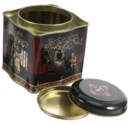 Hemobllo Lata Para Té a Granel y Galletas Ondulada Grande 105x105x110mm De Hojalata Resistente Al Agua Multifuncional Con Tapa Vintage Para Almacenamiento De Dulces y Café