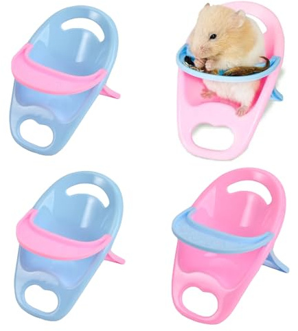 SquEqu 4 Pack Hamster Booster Seat Feeding Seat with Tray Guinea Pig Dining Chair Table Tray for Hamster Cage Small Animal Pet Habitat Decor Mice Rat Rodents Hamsters Gerbils