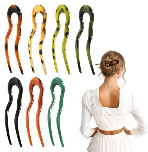 7 Piezas Horquillas Francesas Para El Pelo, Horquillas Pelo Mujer Ondulado En Forma De U, Elegantes Horquilla De Acetato, Adecuado Para Mujeres Y Niñas