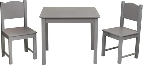 HYGRAD BUILT TO SURVIVE Kids Wooden Table And Chair Set Nursery Indoor Study Table & Chair Drawing Childrens Room Furniture Chairs & Table Unisex Gift (Grey)