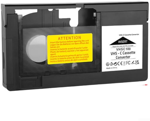Adaptador VHS-C a VHS, operado para convertidor de cinta de videocámara para visor de películas en casa antigua, dispositivo de reproducción portátil compacto y herramienta de digitalización de cinta