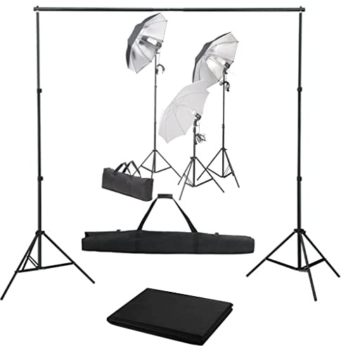 LoogCape fotostudioset med 3 dagsljuslampor, bakgrundssystem, stativ, softboxar och bomullsbakgrund för professionell porträtt och produktfotografering i hemmastudion
