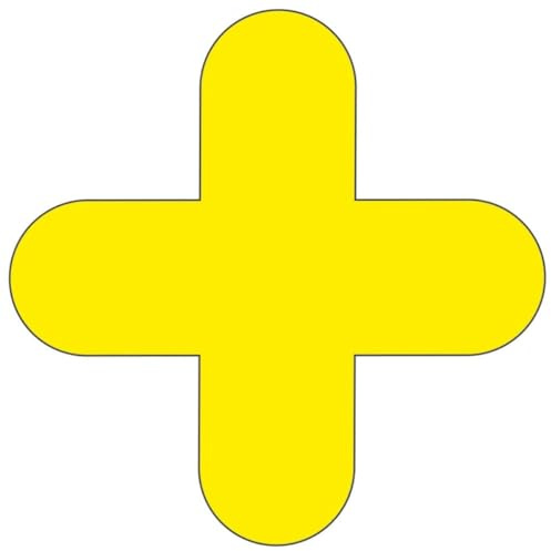 Floor Signals - Floor Adhesive Sign, Warning Stickers, Safety Sign - + - H.300 x W.300 - Pack of 10 - Yellow