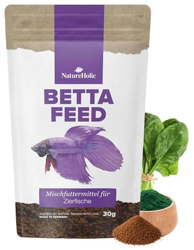 NatureHolic Bettafeed - Bettafutter I specialfoder för stridsfiskar I med allt som Bettas behöver I skonsam produktion I tillverkad i Tyskland I 50ml