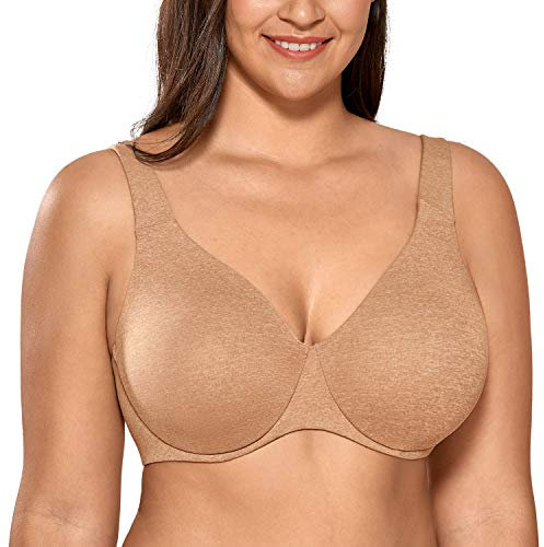 DELIMIRA Women's Minimiser Bra Plus Size Non Padded Underwired Seamless Comfort Bras Chanterelle 34F