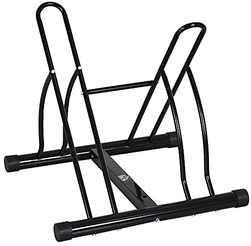 HOMCOM Rastrelliera da Terra per 2 Biciclette Porta Bici 60x54x57cm Nero