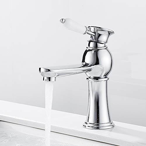 Rubinetto Lavabo Bagno Ceramica Miscelatore Monocomando Vintage Rubinetto Acqua Calda Fredda per Lavabo Bagno Decorazione della Casa