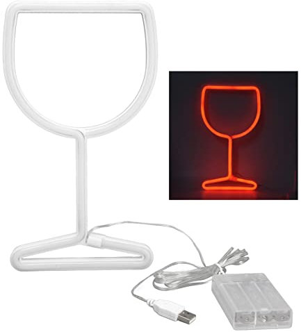 Letrero de Neón Cáliz, Letrero de Luces LED en Forma de Copa de Vino con Luminosidad, Letrero de Neón LED de Luminiscencia Uniforme para Dormitorio, Sala de Juegos, Decoración de Sala, Sala(ROJO)