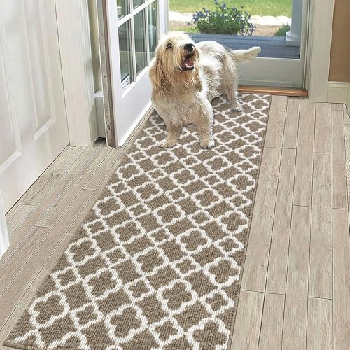 SHACOS Teppich Läufer rutschfest, 50x150 cm, Teppichläufer Flur Waschbar, Flurläufer Modern, Küchenteppich, Teppich Läufer für Flur, Küche, Eingang, Braun