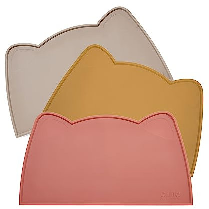 OHMO Cat Food Mat, Silicone Waterproof Dog Food Mat, Non-Skid Spill Proof Pet Feeding Mat for Food and Water, Easy to Clean Dog Placemat(Erythrinus, 46 * 25cm)