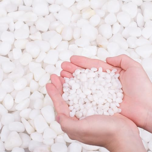 HOT SEAL 2.0 LB White Aquarium Gravel Pebbles 3/8, Natural Decorative Aquarium Substrate Small River Rocks, Mini Pebbles Stone for Fish Tank, Aquatic Plant Bonsai, Hydrophyte