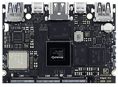 Mini ARM PC, Khadas Edge2 Pro Maker Kit RK3588s Single Board Computer mit 8-Core-64-Bit-CPU, 6 Tops AI NPU, Wi-Fi 6, Bluetooth 5, 8K HD-Display & Decoder, 4K UI & 4 Independent Displays