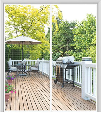 fowong Porte Moustiquaire Magnétique 240x240 cm - Blanc - Pour Baie Vitrée/Portes/Fenêtres - Toile Polyester Respirante Anti-Moustiques - Ventilation Été Sans Perçage