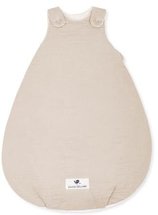 Julius Zöllner Babyschlafsack gefüttert Musselin 2,5 TOG Gr. 56/62 | 100% Baumwollmusselin | Oeko-TEX Standard 100 | Sand