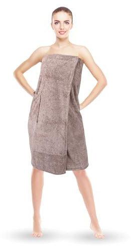 Bestlivings Sauna Kilt - Toallas Spa, Toalla de sauna para mujer, 80 x 145 cm, talla única, con goma elástica y cierre de botones, longitud hasta la rodilla
