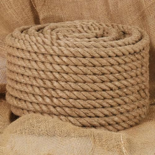 ZEYUAN Cuerda de Yute 50 m de Longitud y 24 mm de Grosor, Cuerda Sisal, Cuerda Gruesa, Cuerda Manualidades, Cuerda Bondage, Tejer Crochet, Decoracion, Cuerda Trenzada