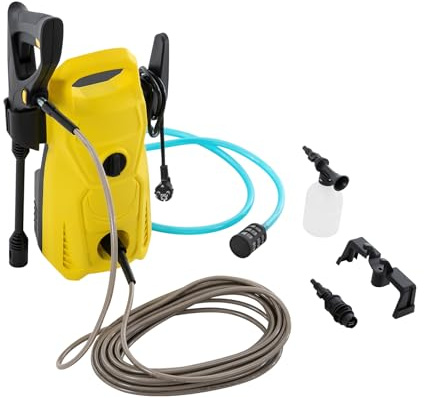 Hochdruckreiniger, 3000W 150Bar Mobiler Flächenreiniger mit Wasserpistole, Verlängerung der Pistolenstange, Filter, 1.8m Einlassrohrs, 3 Reinigungsmodi, 2800PRM