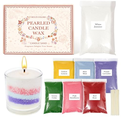 SCENTORINI Arena de Cera Perfumada de Colores, Kit DIY 1100g, 7 Colores y 7 Fragancias con 15 Mechas, Creación de Velas Flotantes