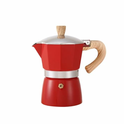 ZDDOUS Caffettiera, Moka Caffettiera ItalianaFornello Espresso a Gas o Elettrico in Ceramica Fornello da Campeggio Manuale Caffettiera Cubana per Cappuccino o Latte (rosso)